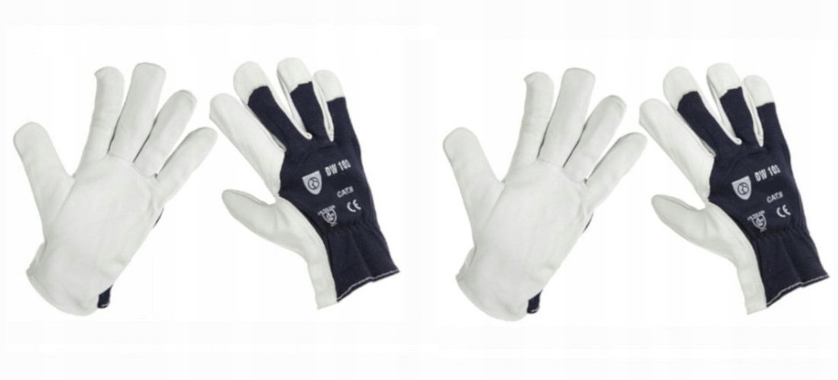 Werkplaatshandschoenen wit marineblauw maat 9 - 2 paar