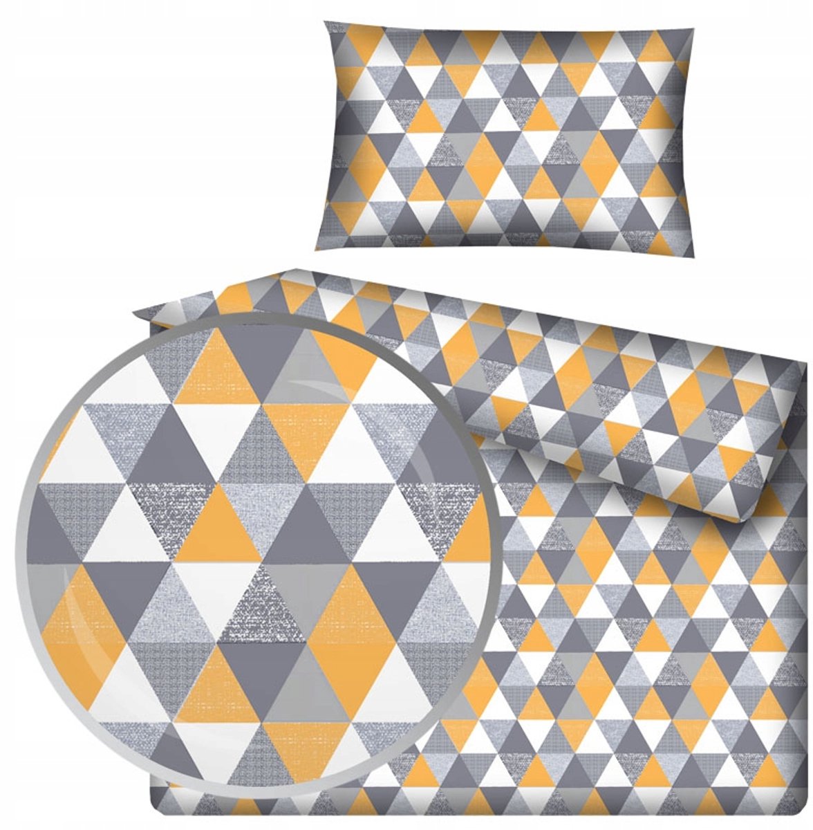 Kinderbeddengoed Triangles Geel-Grijs 90x120 cm Katoen