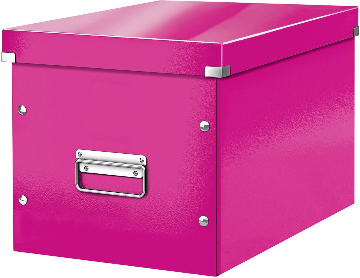 Leitz Wow Click & Store Kubus Grote Opbergdoos - 80% Gerecycled Karton - 32 x 31 x 36 cm (BxHxD) - Roze