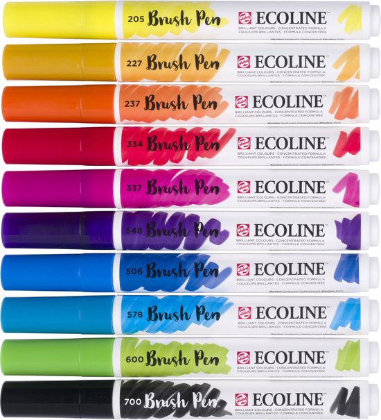 Brushpen talens ecoline set 10 stuks primair | 3 stuks