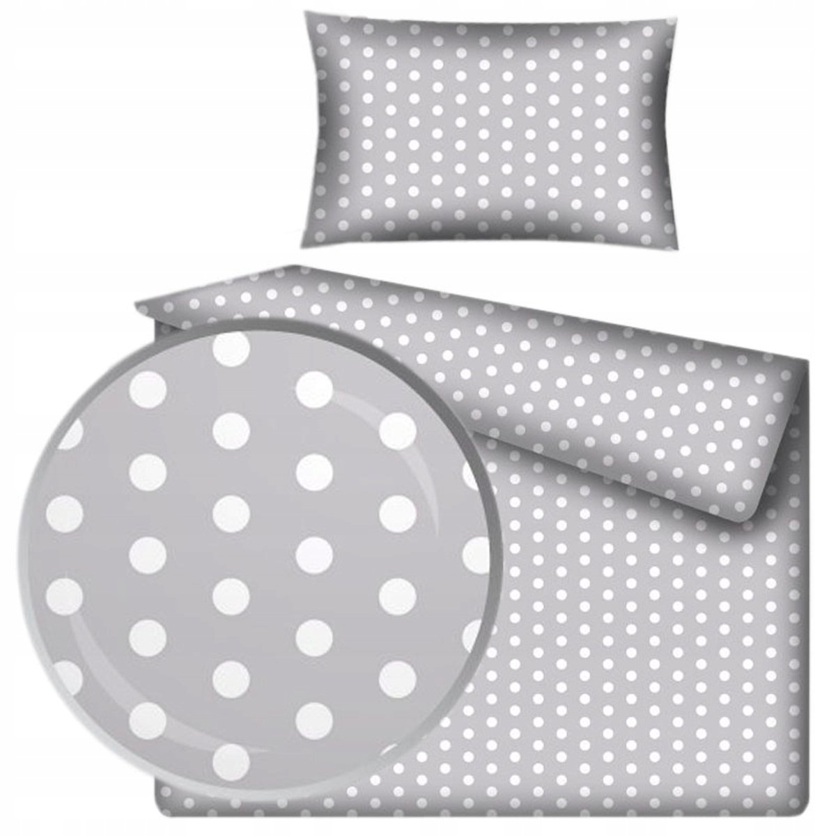 Kinderbeddengoed Grijs met Witte Stippen 100x135 cm