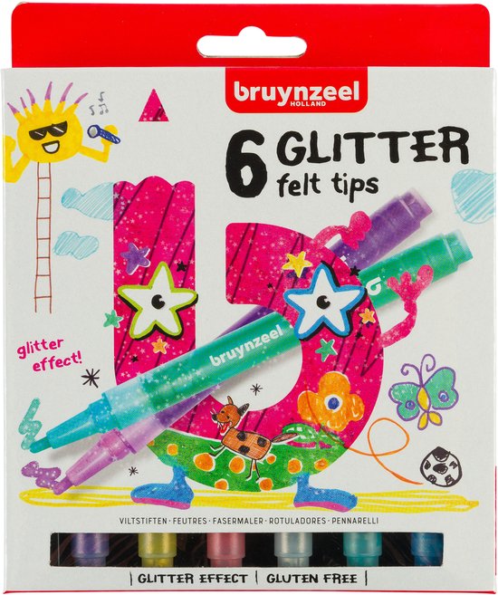 Bruynzeel Kids 6 glitter viltstiften set