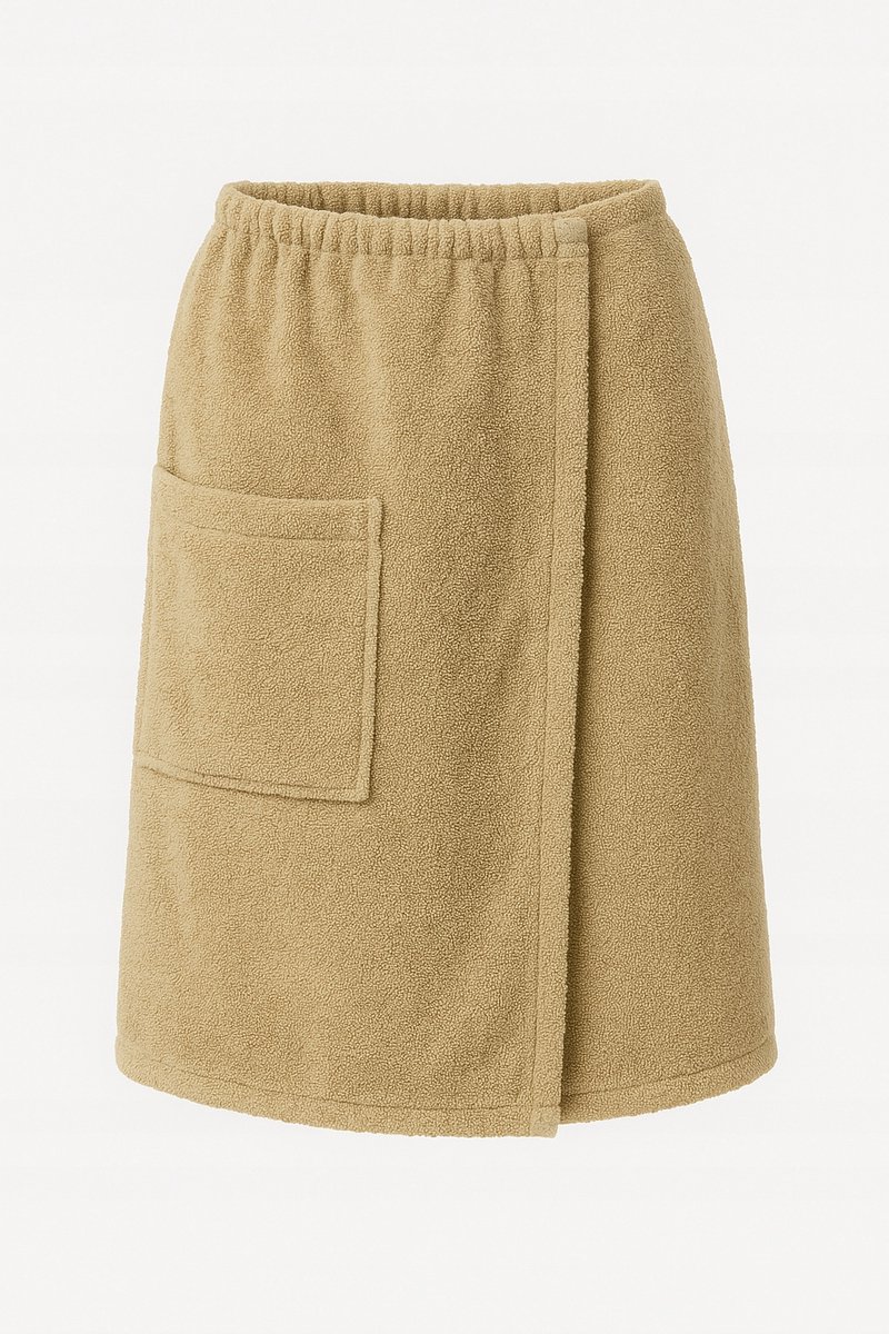 VitalHome Terry Kilt Sauna 100x150cm Taupe met Klittenband & Zak