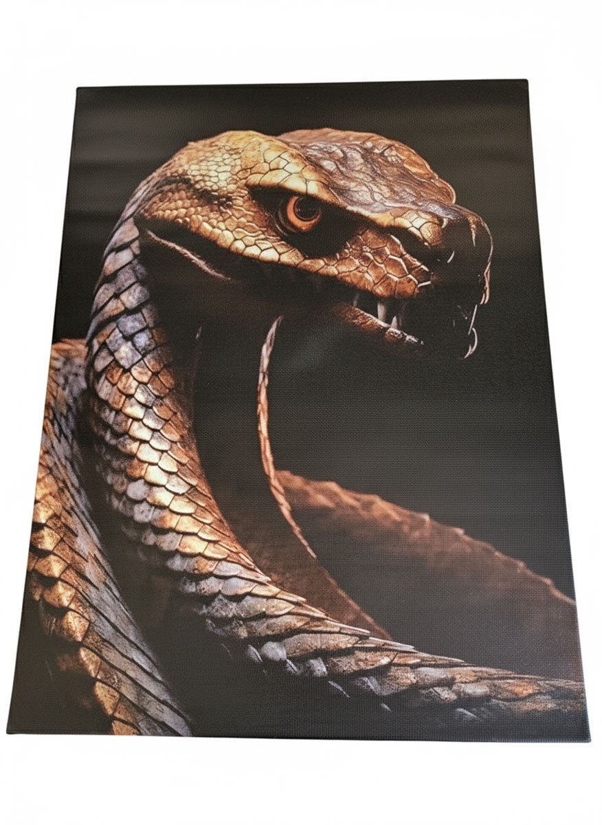 Eviva Home Deco Luxe Poster Cobra / Slang - Koper/Brons en Zwart - Mysterieuze Wanddecoratie - Gedetailleerde Dierenprint