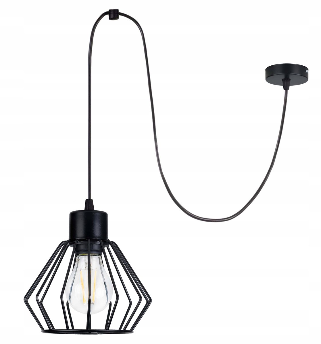 Loft Hanglamp E27 Spider met Draadlampenkap Zwart