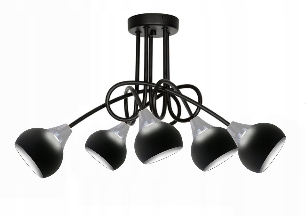Hanglamp PRETTY 200KCH - Chroom/Zwart Metaal, 5xE27, 50cm