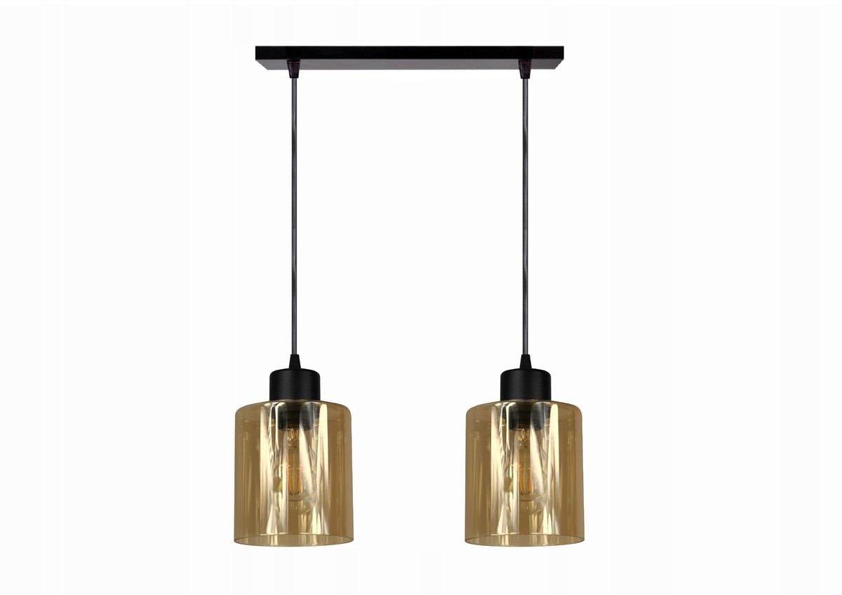Hanglamp KOMFI 5-408 LED Zwart Met Honingkleurig Glas