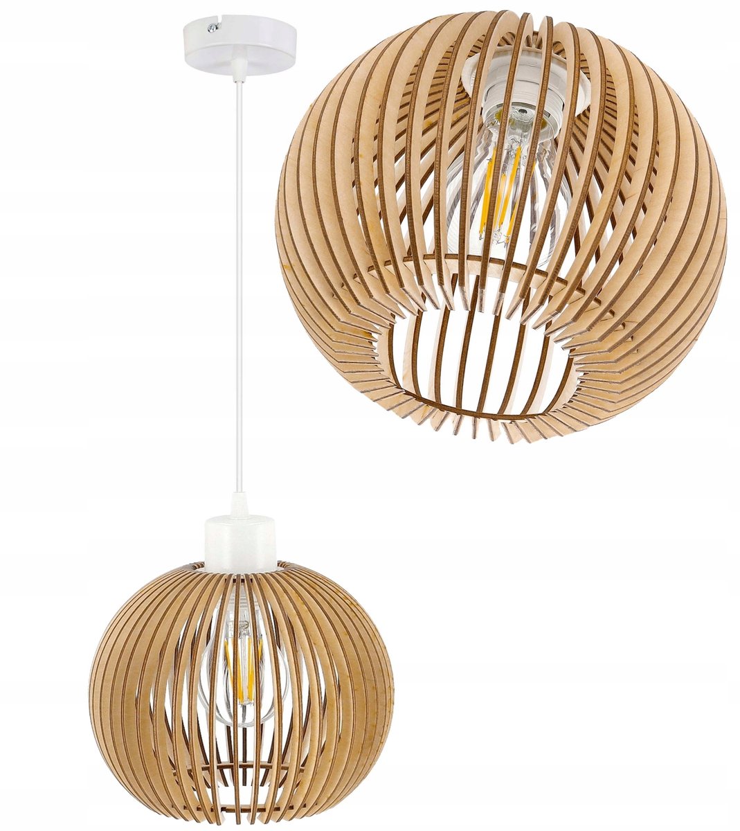 Hanglamp met houten kap E27 - Stijlvolle Retro Verlichting