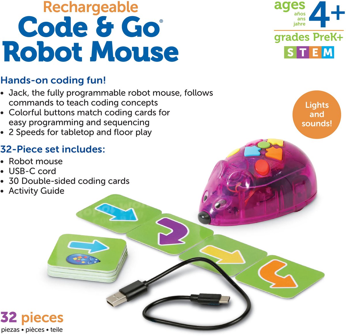 Learning Resources code & goâ® - robotmuis (4+) oplaadbaar - 5+