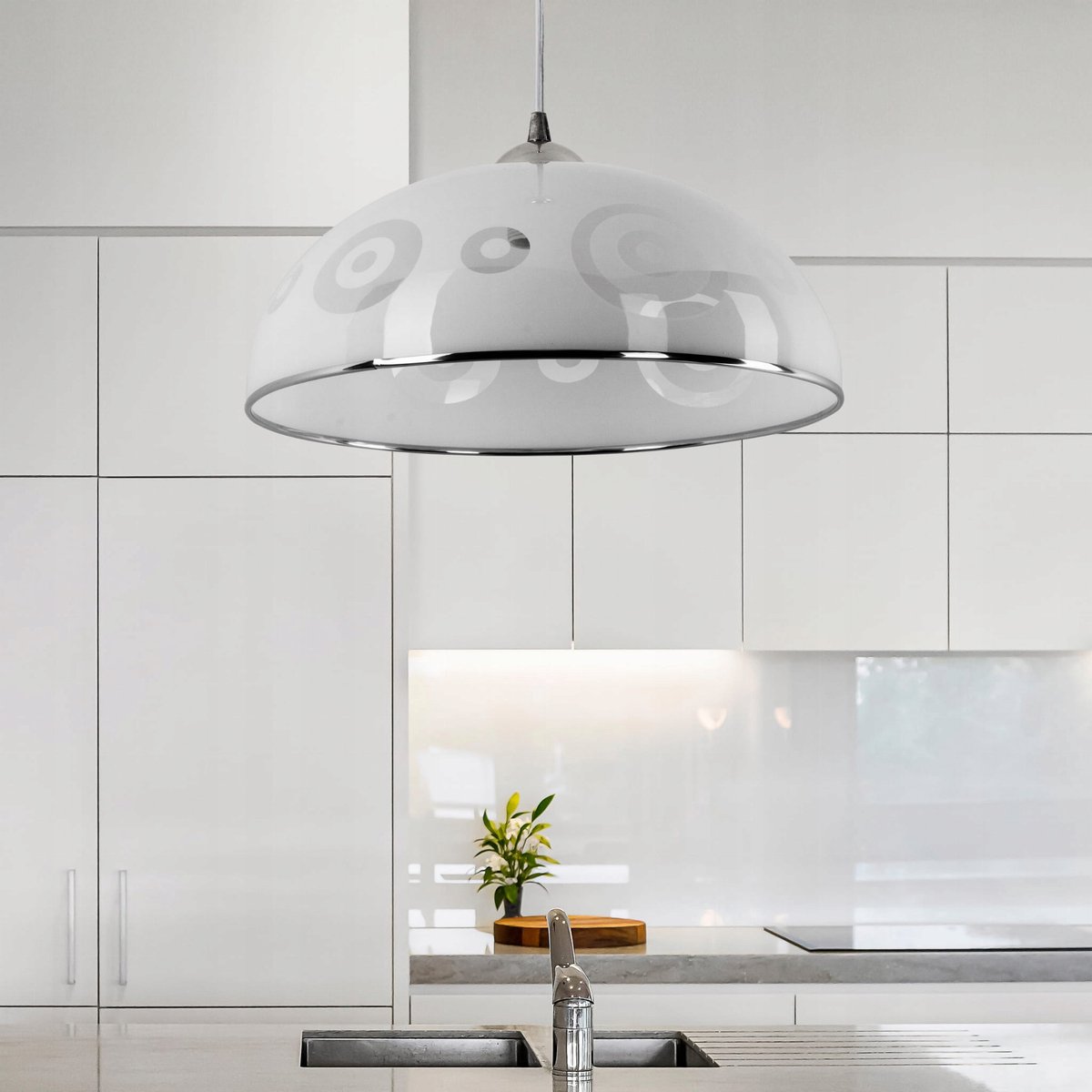 Simi H Hanglamp E27 Grote Kap 38cm PVC Wit/Chroom