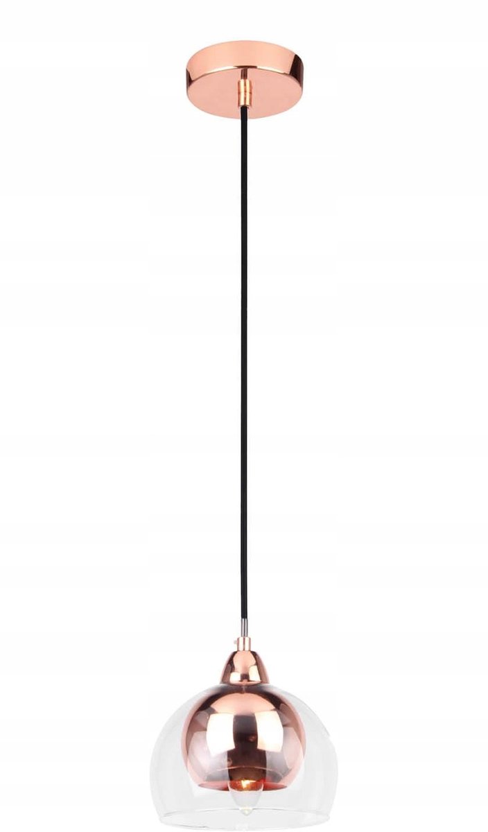 Lampex Dex 1 Hanglamp E14 Metaal Glas Rosé Goud