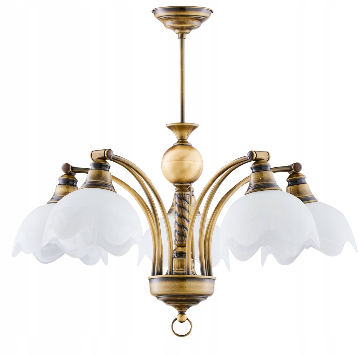 Jupiter Klassieke Kroonluchter Messing Glas 5xE27