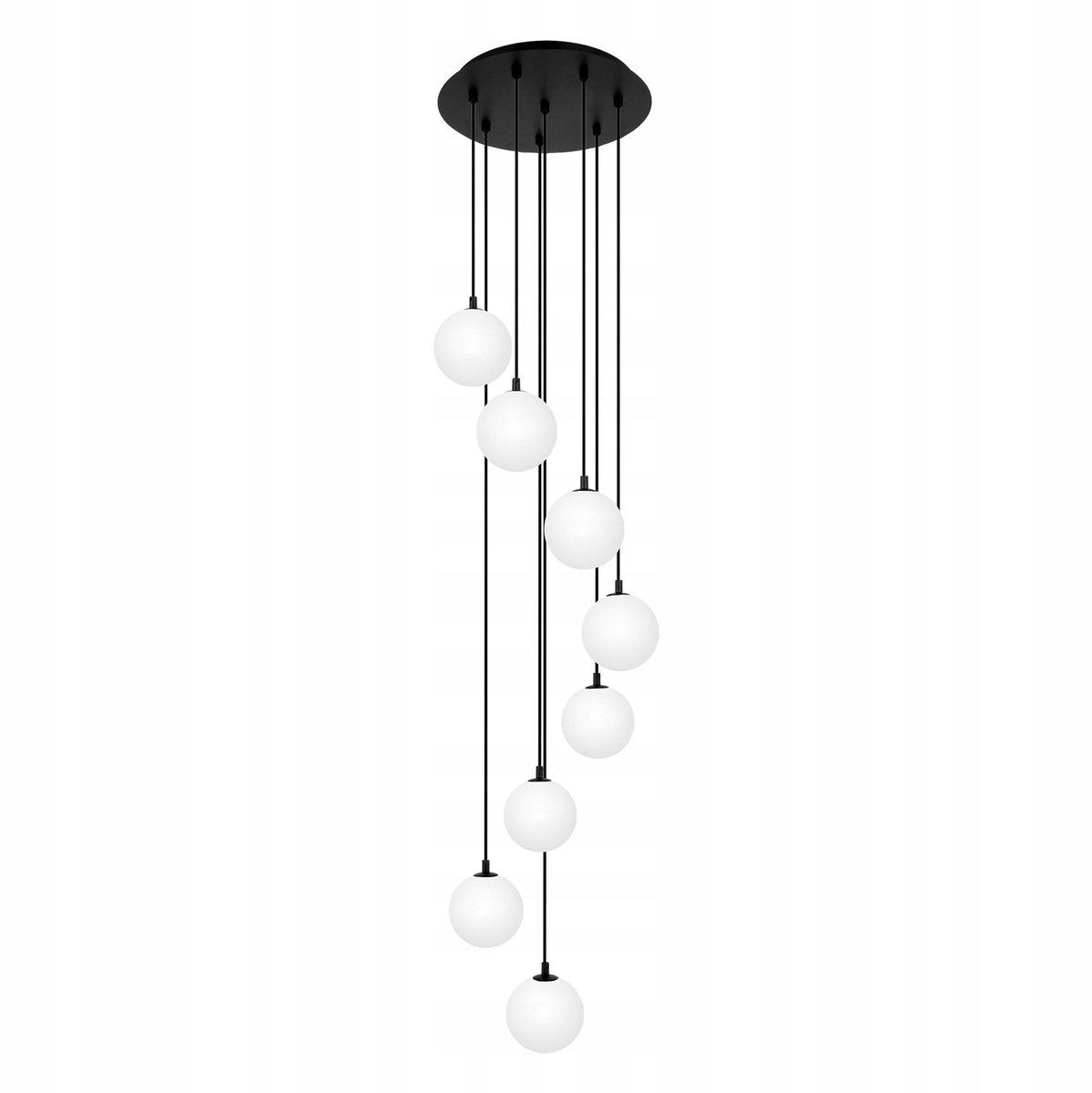 Luxe Hanglamp met 8 Melkwitte Glazen Bollen - 155cm