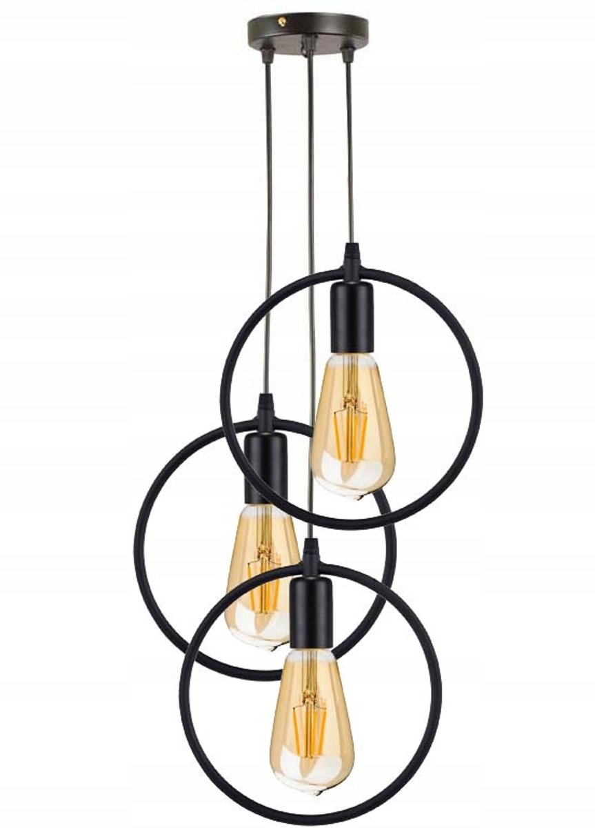 Hanglamp Zwis Edison Loft 3x E27 Zwart - Verstelbare Hoogte