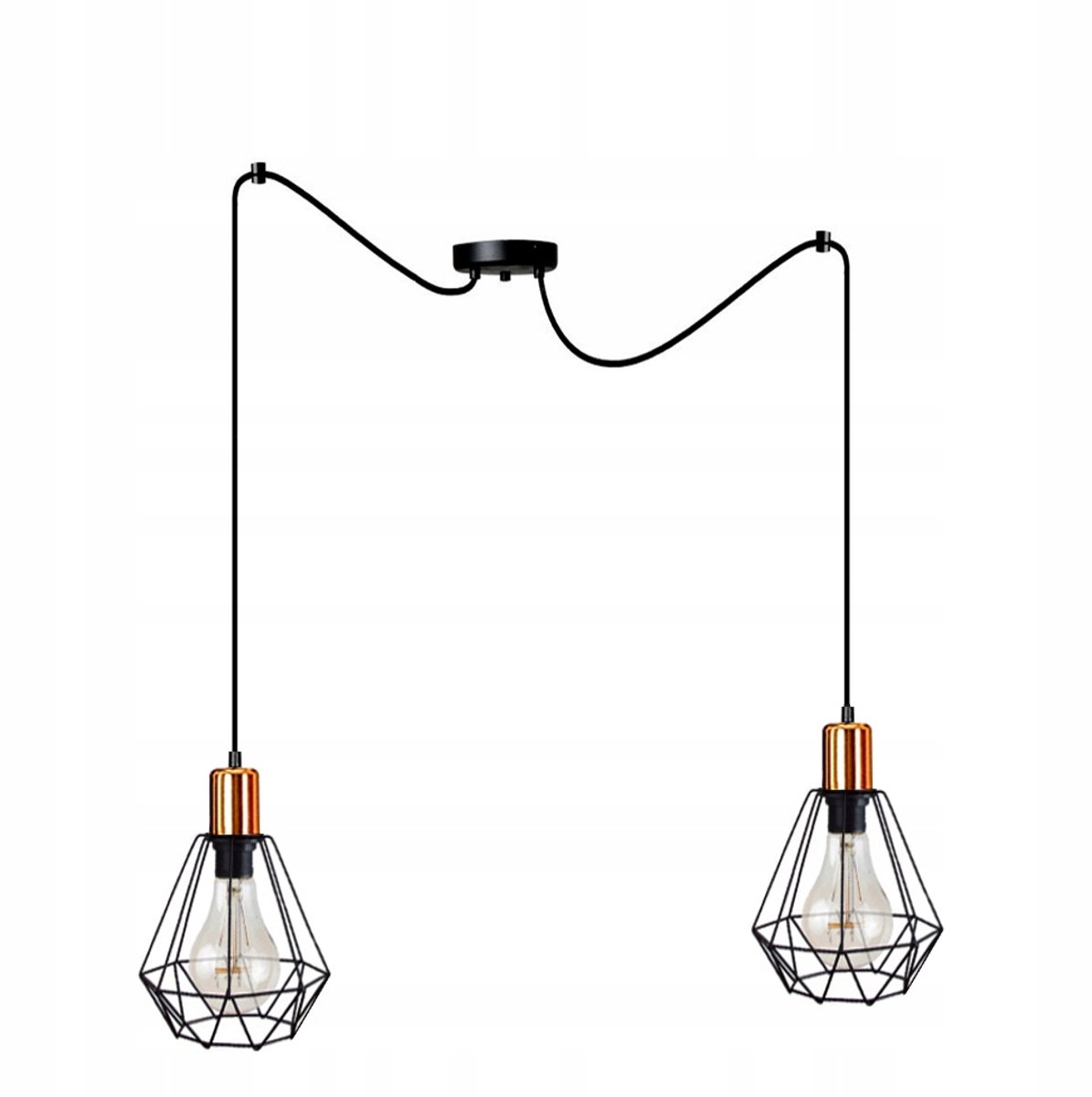 Hanglamp Diamant Spider Zwart/Koper E27 2x60W