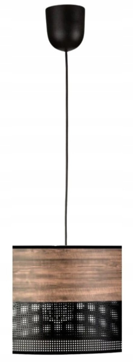 Luxe hanglamp ORO 20cm met open geweven kap en eikenfineer