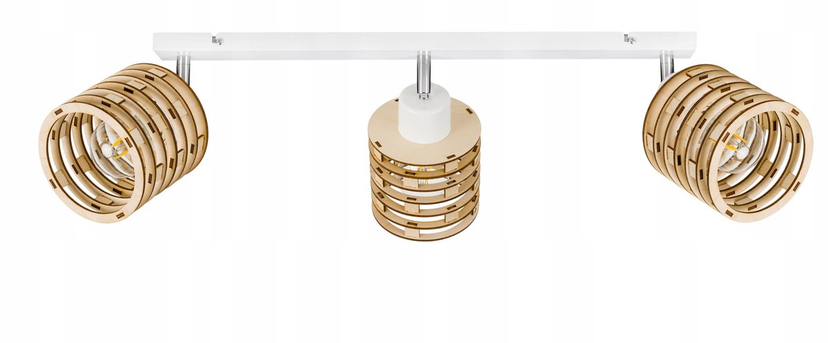 Hanglamp Plafond Lamp Hout Veer 3xE27 Verstelbaar Loft