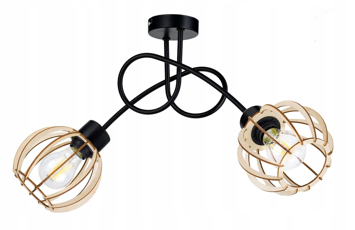 Hanglamp Loft Hout E27 Zwart - Stijlvol & Modern