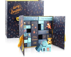 Adventskalender 2025 - Adventskalender om te vullen - kerstkalender om te vullen - doe-het-zelf met 24 adventskalenderdozen - adventskalender zelf vullen voor volwassenen - kerstcadeau (blauw)