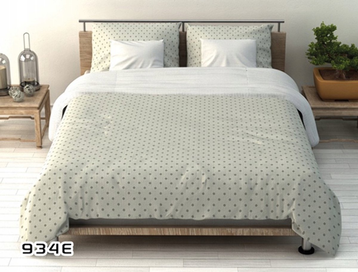 Katoenen Kinderbeddengoed 100x135cm - Wit met Grijze Stippen