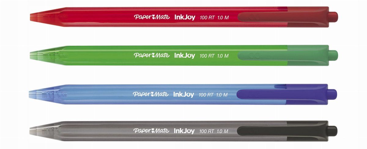 Paper Mate InkJoy 100RT Balpen Set - 10 stuks, 4 kleuren