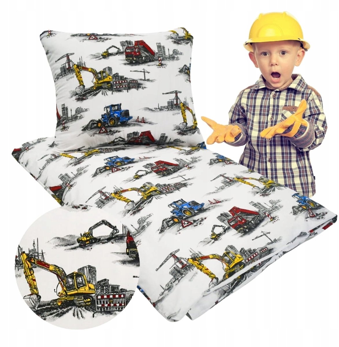 Kinderbeddengoed 90x120+50x60 Bouwmachines Katoen