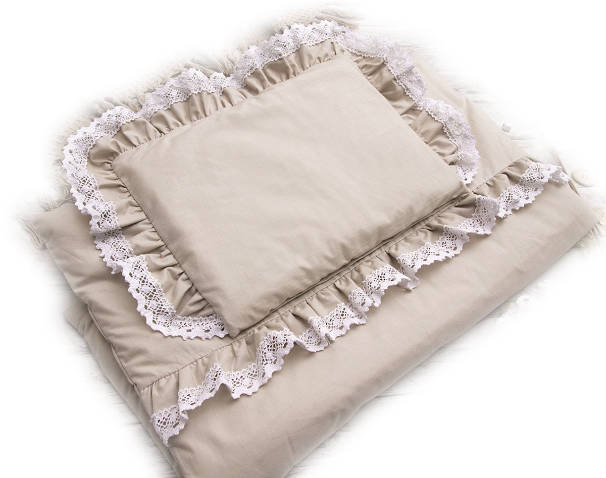 Vintage Kinderbeddengoed 90x120 met Kant en Ruches - Katoen