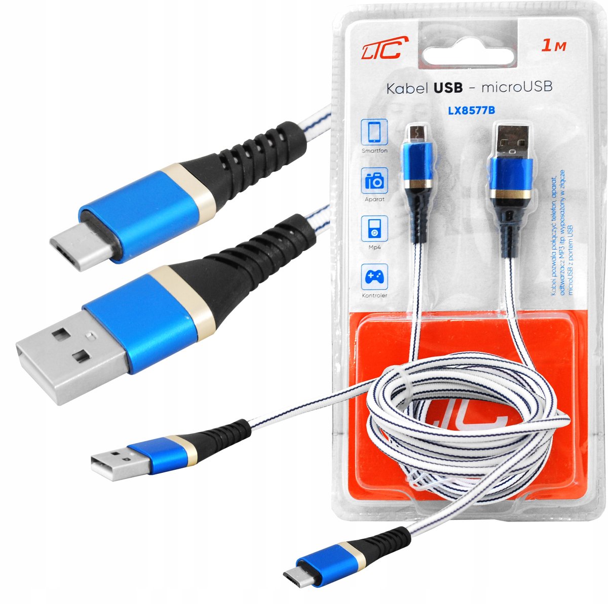 Image of LTC USB-A naar MicroUSB Kabel 1M - Sterke Oplossing, Snel Laden