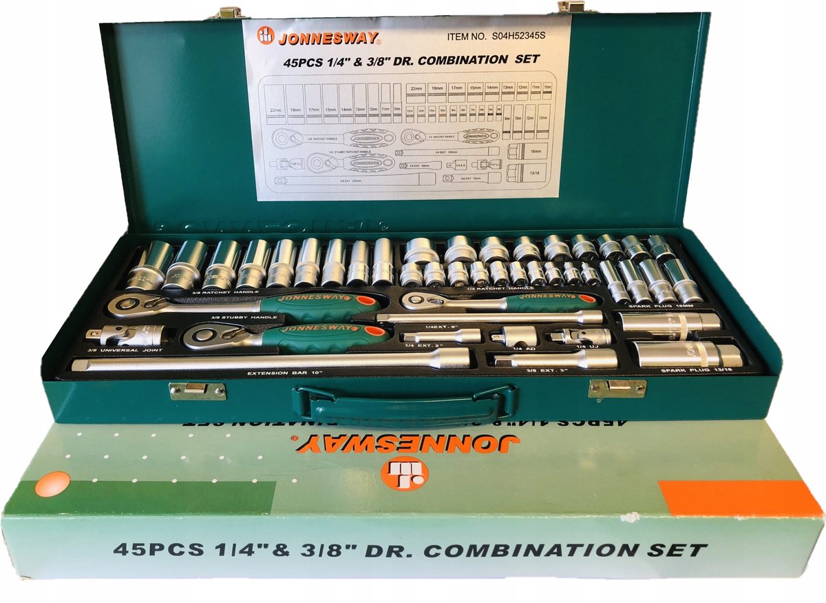 Jonnesway Doppelsleutelset 1/4"+3/8" 45 Part