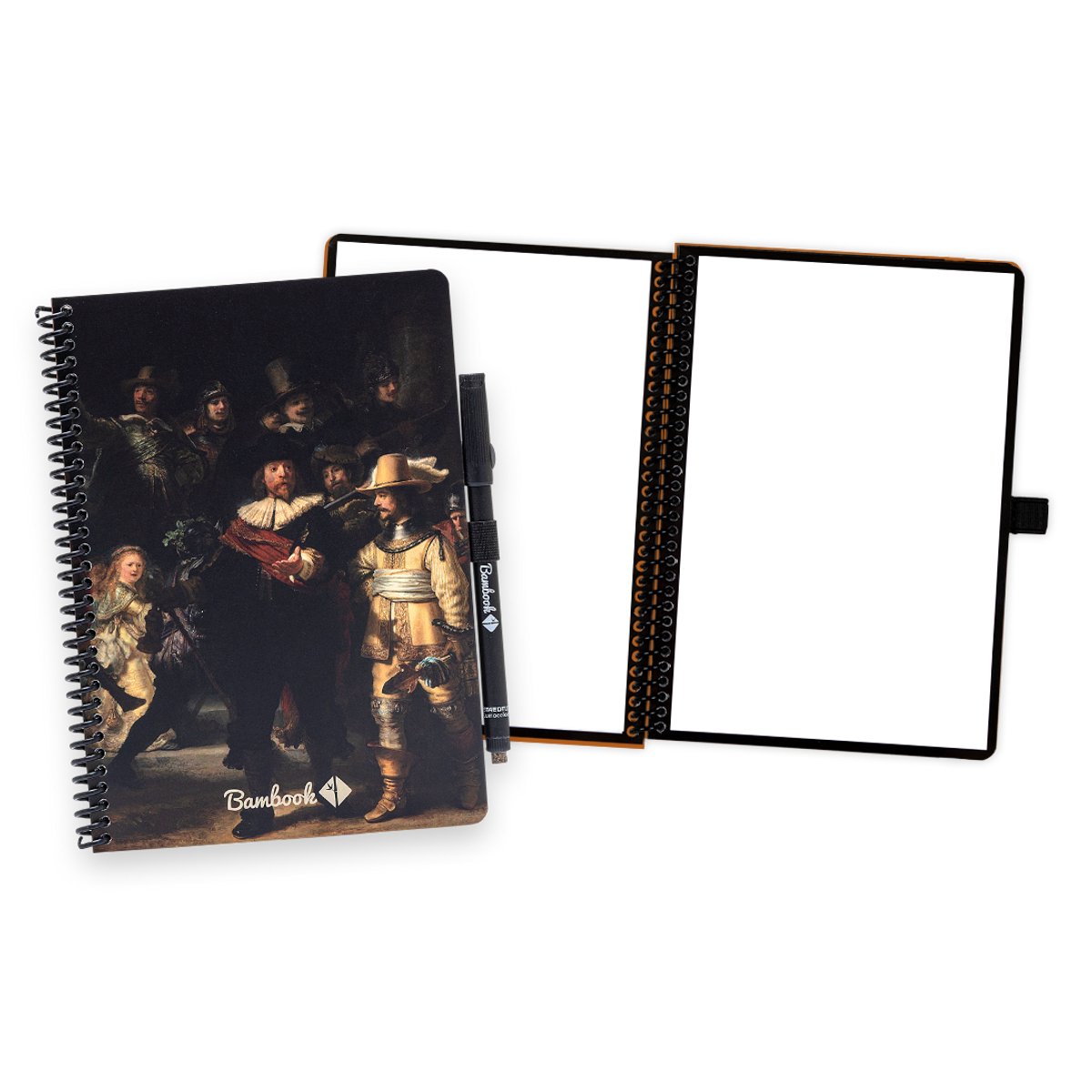 Bambook Dutch Masters uitwisbaar notitieboek - Rembrandt - De Nachtwacht - A5 - Blanco pagina's - Duurzaam, herbruikbaar whiteboard schrift - Met 1 gratis stift