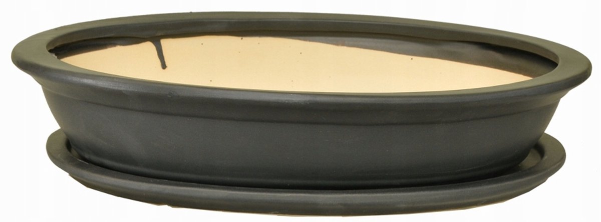 Keramische Bonsai Pot Polnix Zwart 40 cm - Vorstbestendig & Inclusief Schotel