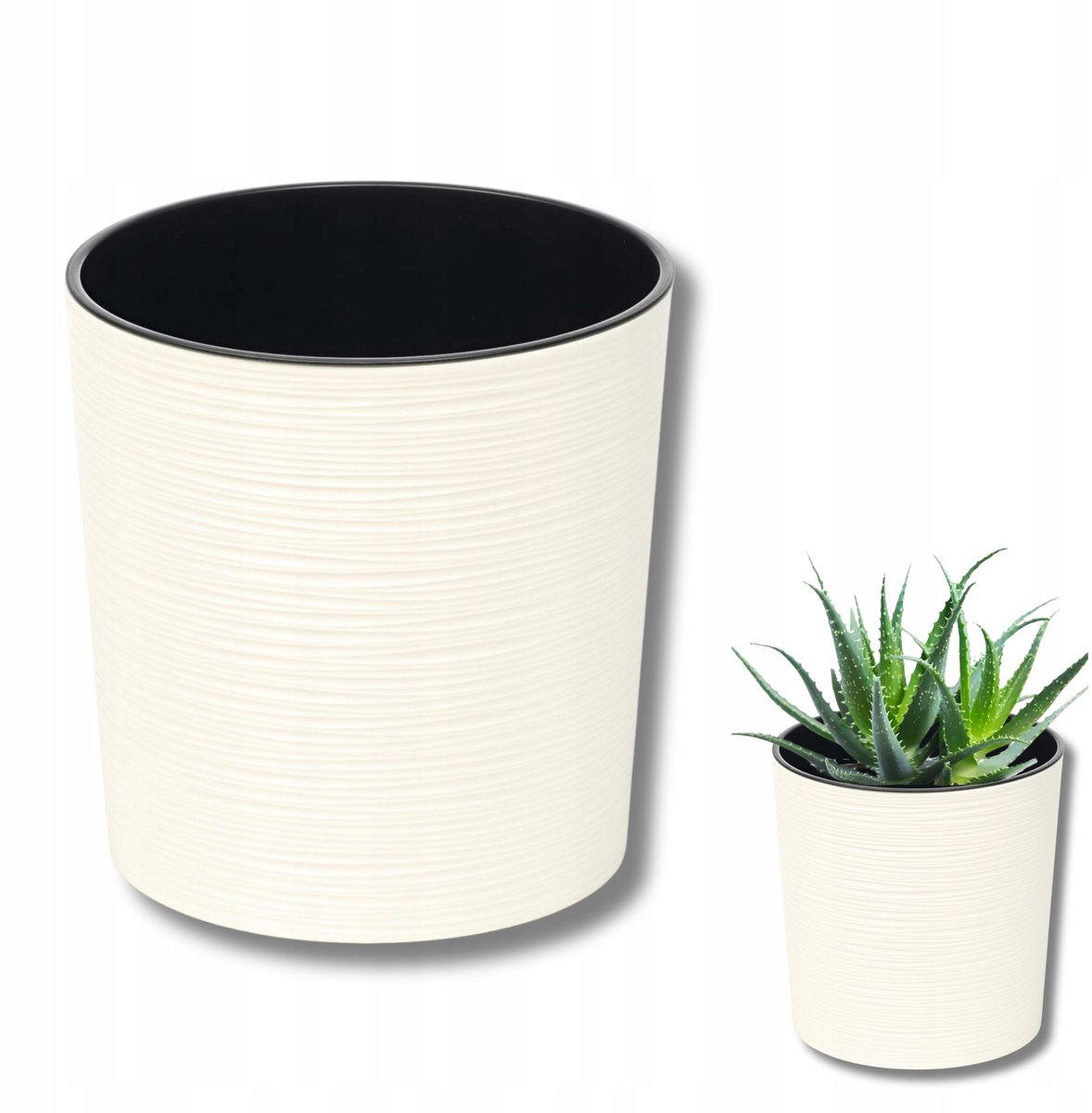Malwa Dłuto Pot Krem 19cm met Inzetstuk - Hoogwaardig Kunststof