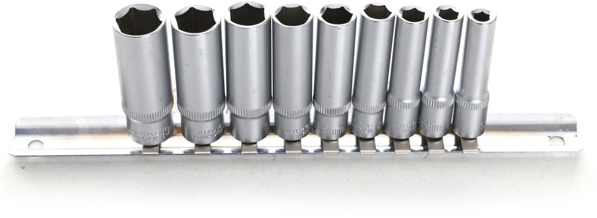 Kraft&Dele 9-delige Dopset 1/4" - Hoge Kwaliteit Chroom-Vanadium Staal