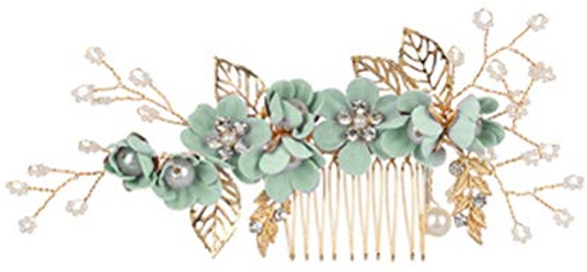 Haarkam voor Bruid met Strass en Bloemen – Elegante Hoofdsieraad