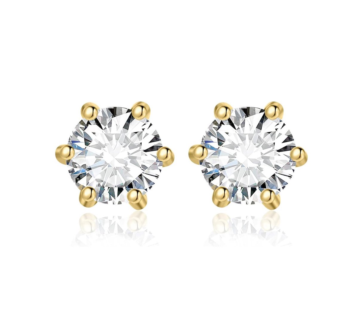 Titanix Dames Oorbellen – 1 Karaat Moissanite met GRA-Certificaat (Diamant Alternatief) – 925 Sterling Zilver – 18K Goud Verguld –Luxe Klauw Oorknopjes