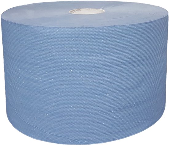 HauBo Poetspapier-Handdoekrol, Keukenrol-Schoonmaakpapier, Industrieel poetspapier - 2 laags - 2 x 300m - blauw