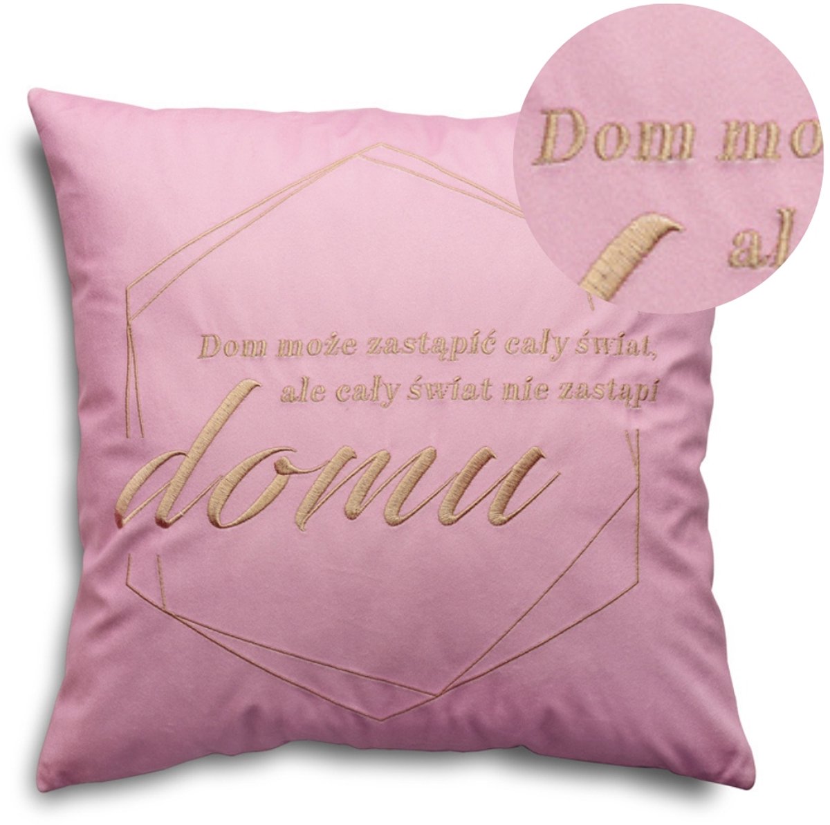 Helsinki Velvet Sierkussens 40x40 cm Roze Fluweel met Positieve Tekst