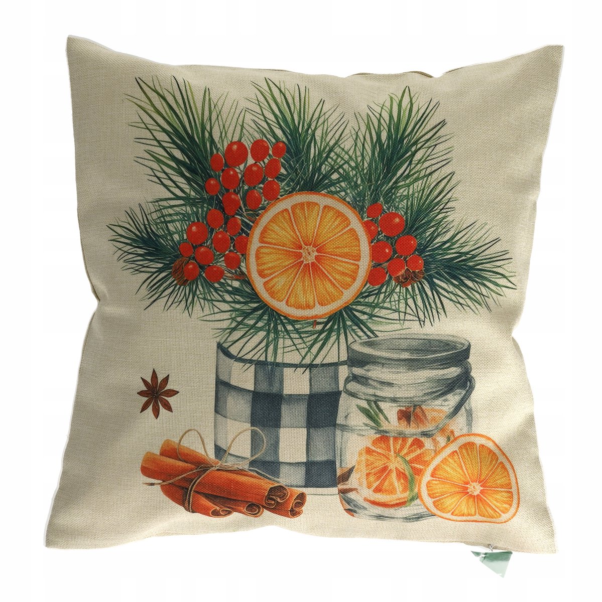 Decoratieve kussenhoes Winter Tea, 45x45cm, Kerstprint