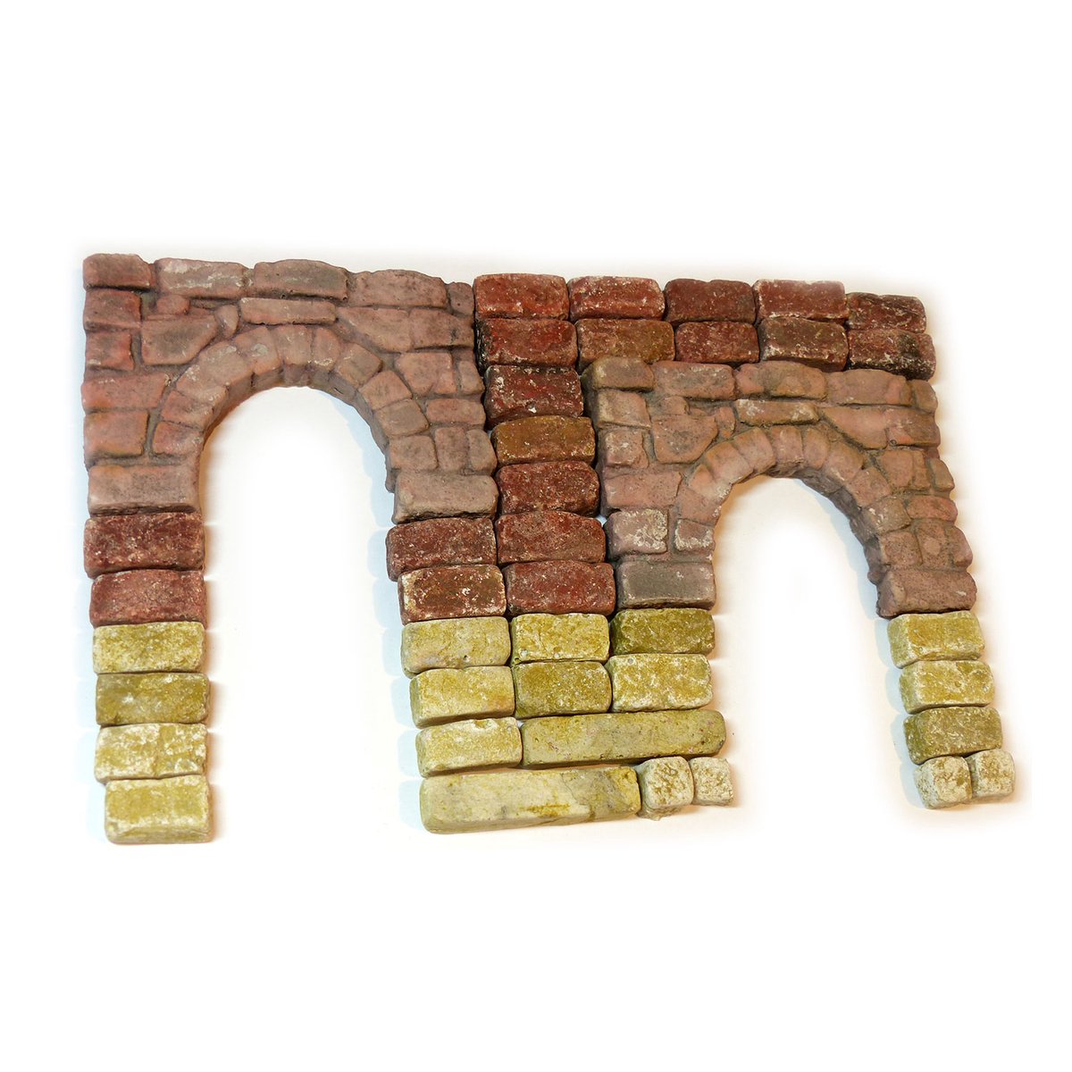 Kerststalset voor Galilea - Gebogen arcadeset - met 15 rechthoeken (Sinai), 5 vierkanten (Sinai), 1 steun (Sinai), 20 rechthoeken (steenrood) en 2 ruïnebogen van Galilea (steenrood)