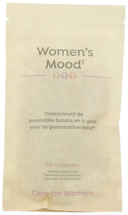 Bruine verpakking met tekst 'Women's Mood' en informatie.