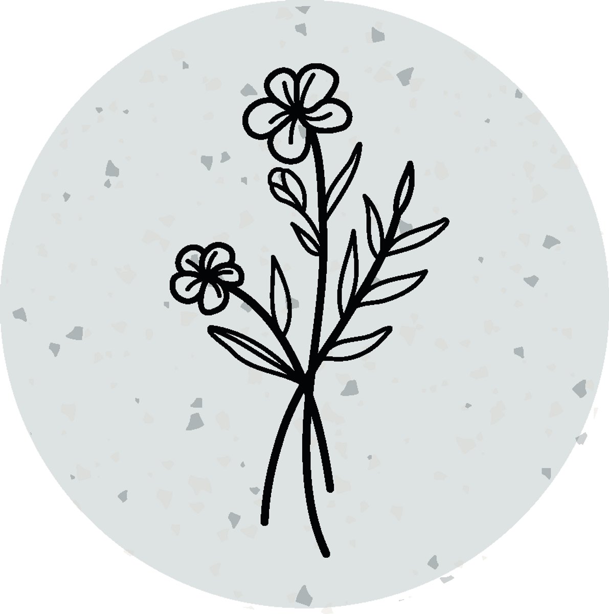 Sluitstickers geboorte - Sluitstickers verjaardag - Blauwe sticker met zwarte bloem - Ø 4 cm - 200 stuks op rol - Sluitsticker voor cadeauverpakking, aankleding geschenkverpakking & webshops