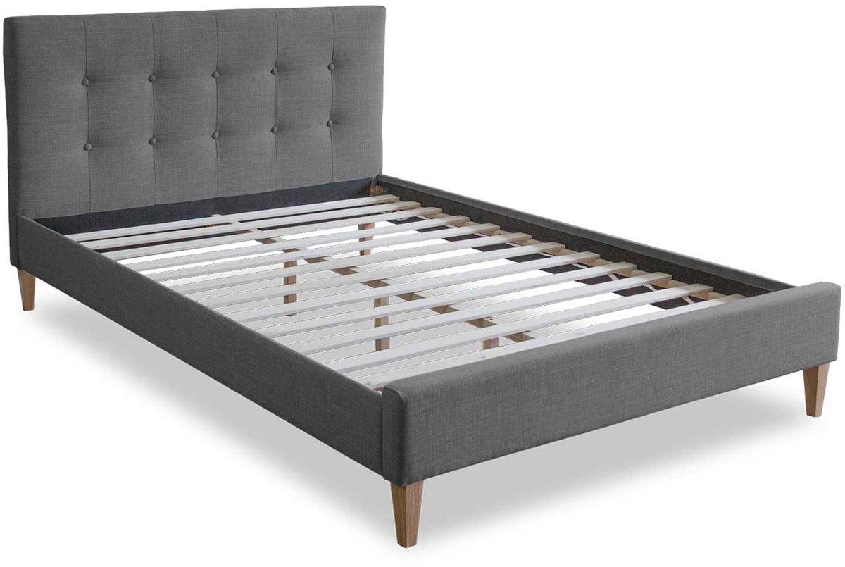 Homestyle4u Gestoffeerd bed - 180 x 200 cm - Tweepersoonsbed - Grijs