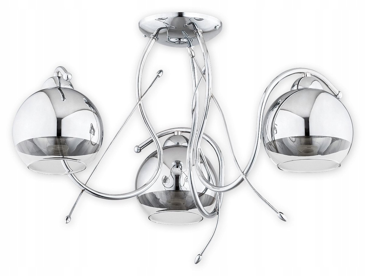 Trama 3-lichts Kroonluchter - Chroom, Zilver & Transparant