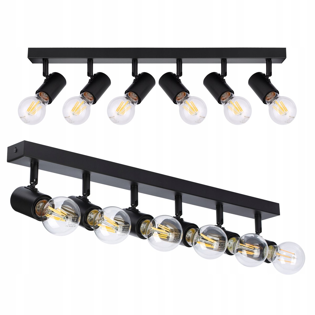LED Plafondlamp Rail Verstelbaar 6x E27 Modern Loft Zwart