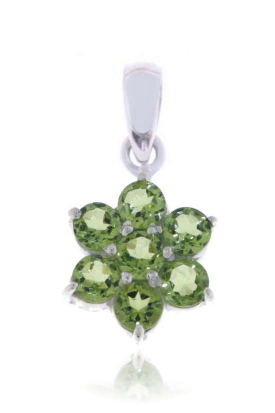 SilverGems zilveren Bloem hanger met Peridoot edelstenen