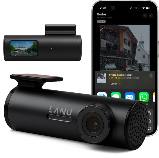 Dashcam Pro WiFi - 2K - Dashcam voor Auto - 1.5" Display - Nachtzicht & Botsingdetectie - Looprecording - Incl. 64GB SD-kaart