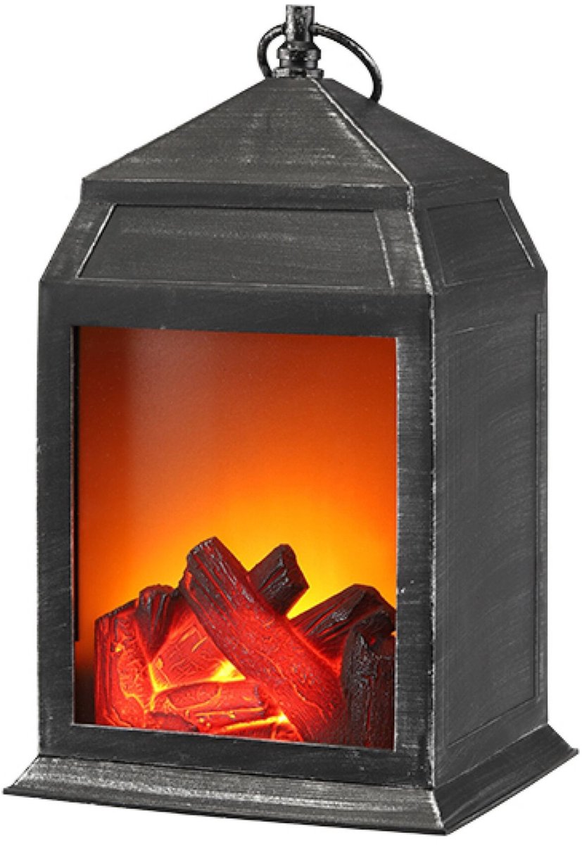 Home & Styling Sfeerhaard - lantaarn - met LED verlichting - 16 x 14 x 26 cm - LED openhaarden