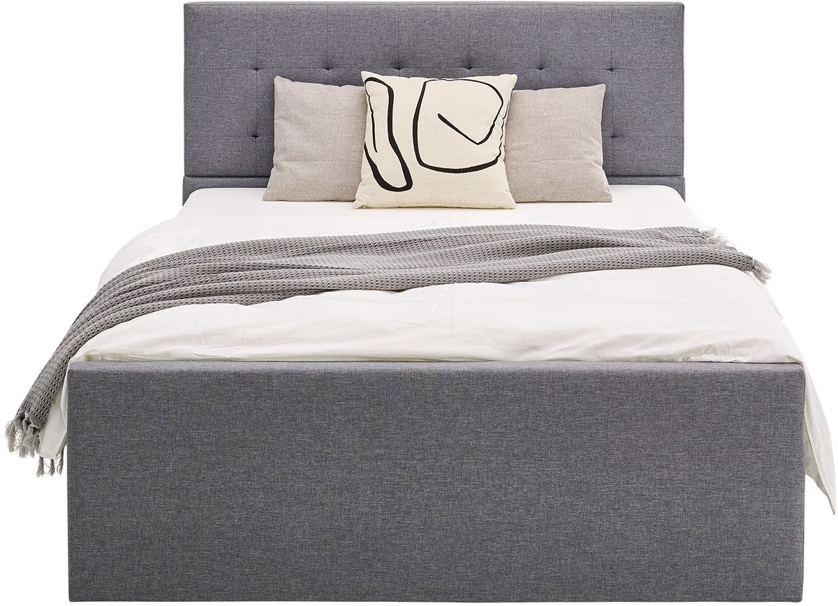 Homestyle4u Twijfelaarbedden -120x200 cm - Gestoffeerd bed - met opbergruimte - Grijs — cadeau in Cadeau-ideeën - foto 8