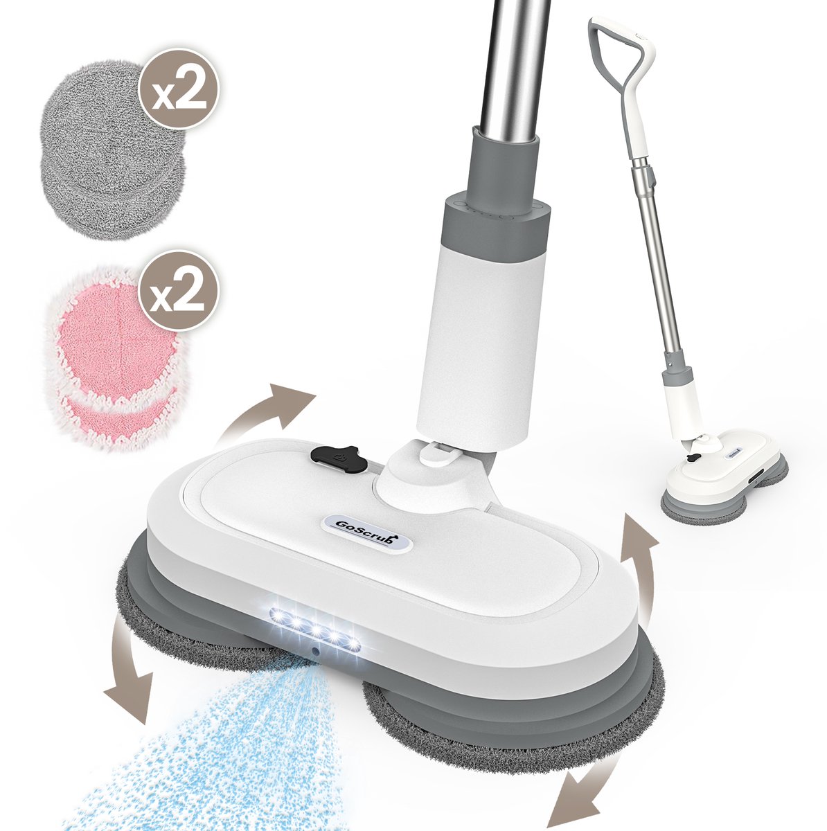 GoScrub® Draadloze Elektrische Dweil - Vloerreiniger voor Harde en Houten Vloeren - Stille en Wendbare Mop - Efficiënt Dweilsysteem met Oplaadbare Accu