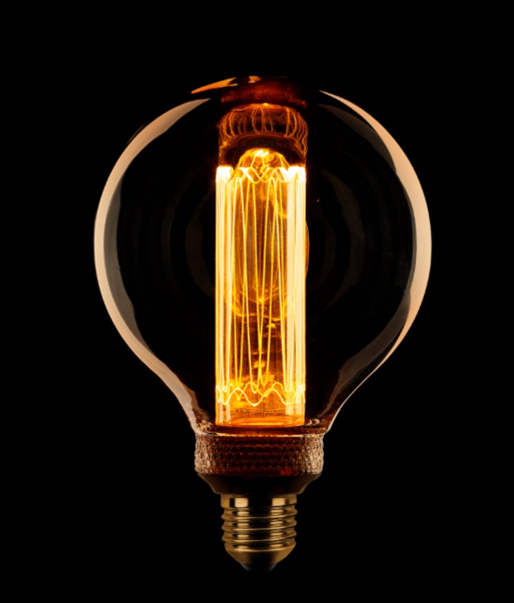 ETH Globe 95mm kooldraad LED 3.5w/12w E27 240v 1800k dimbaar 120L amber/goud